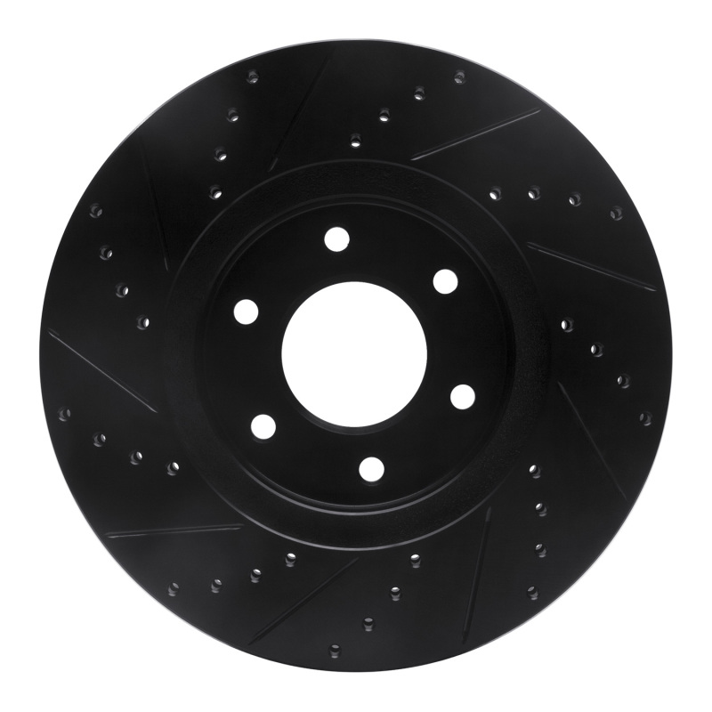 Chevrolet Trailblazer Brake Rotor (1) - Front Right - R1 Concepts - Drilled & Slotted - Black - `06-`09